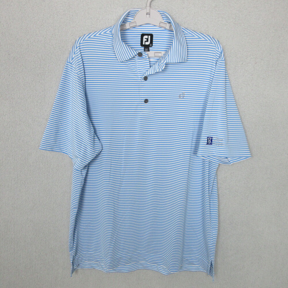 FootJoy Polo Shirt Mens Size L Blue White Stripes City Of Hope Golf